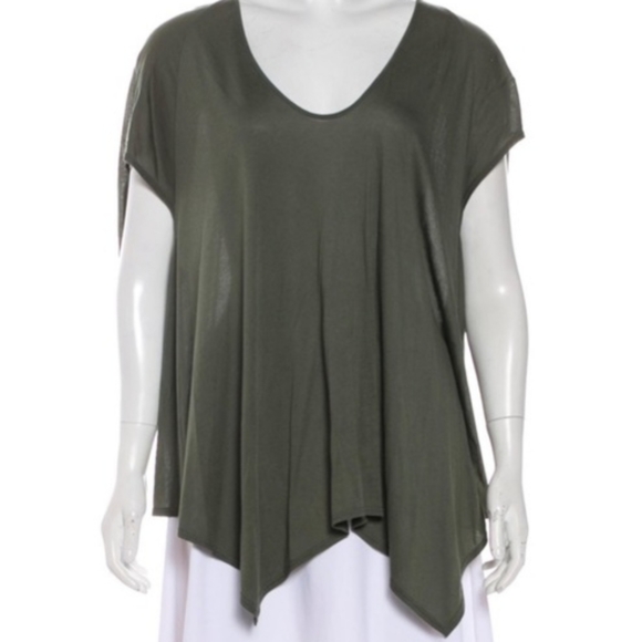 HELMUT LANG Green Oversized Asymetrical Dolman Blouse Sz M - Picture 2 of 6